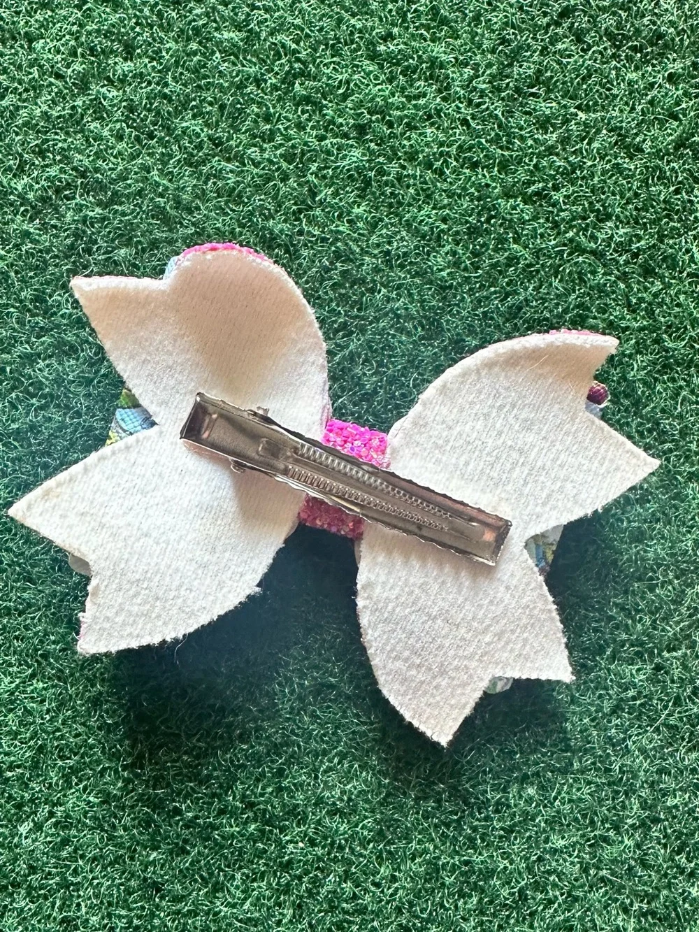 Kids Pink Glitter Toy Story Bow Hair Clip